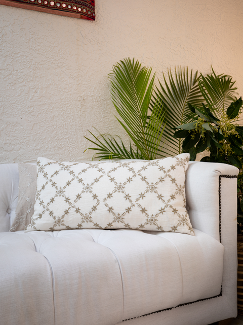 Powered by People Classic Bohemian Floral Embroidery Handcrafted Pillow Cover - 15 x 28