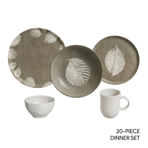 Porto Brasil Decorated Organic Stoneware Dinnerware Set - Set of 20