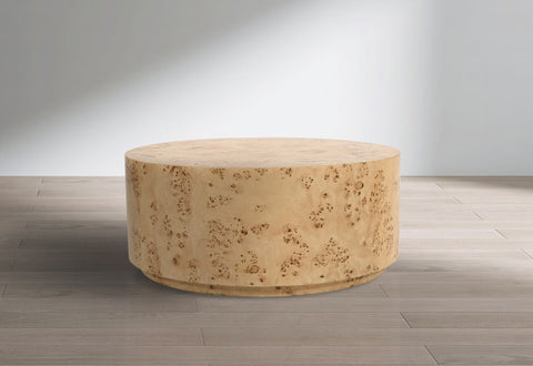 Meridian Furniture Inc. Deco Burl Art Deco Round Drum Coffee Table - 36 W