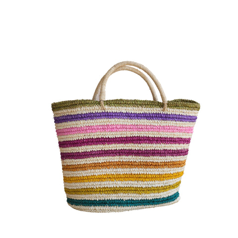 Beach Stripe Handmade Open Top Tote