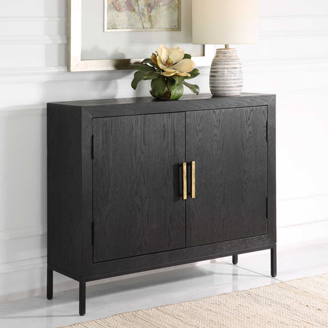 Contemporary Accent Cabinet with Pull Handle in Solid Design