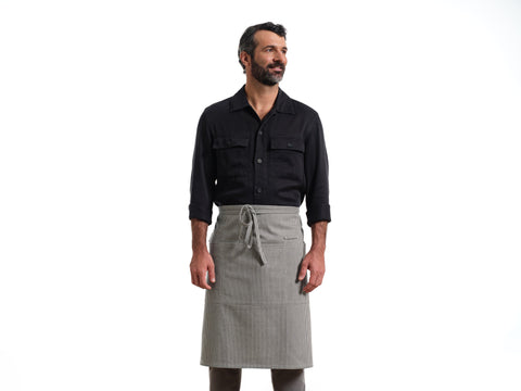 Bistro Stripe Adjustable Apron with Deep Patch Pockets