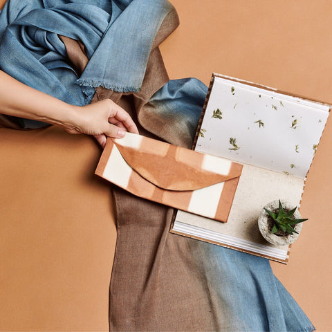 Color Block Silk Pouch with Snap Closure and Pocket