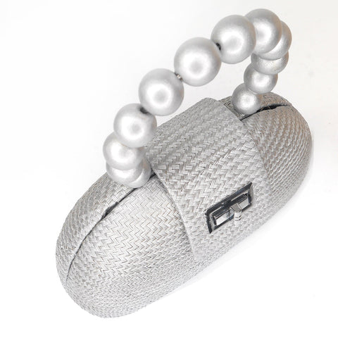 Handmade Geometric Beaded Clutch with Turn Lock Closure