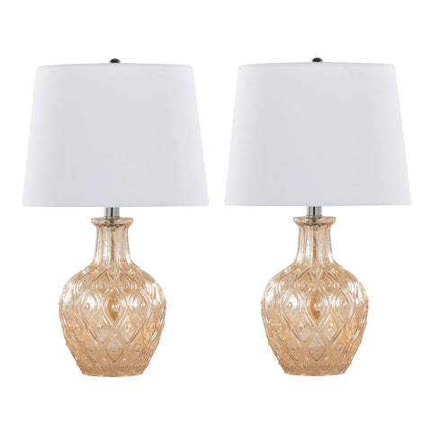 Gloria Textured Drum Accent Embossed Lamp Set