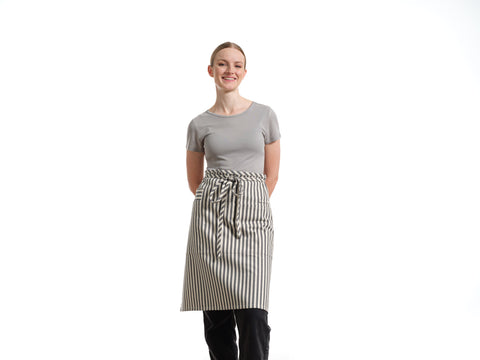 Bistro Stripe Adjustable Apron with Deep Patch Pockets