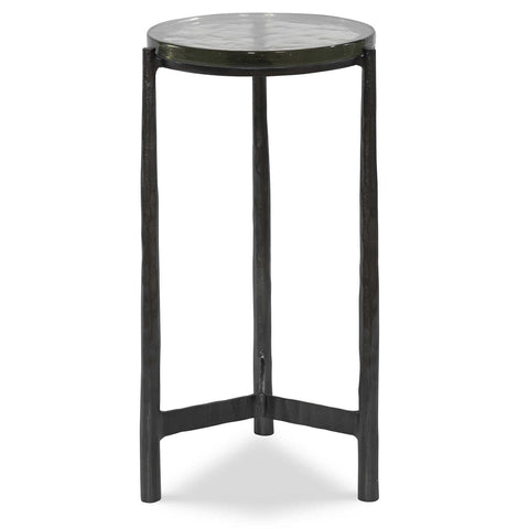 Contemporary Round Metal and Glass Drink Table