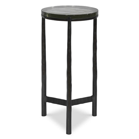 Contemporary Round Metal and Glass Drink Table