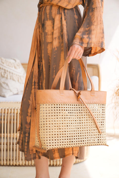Beach Geometric Handmade Rattan Tote