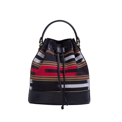 Casual Stripe Graphic Bucket Bag with Drawstring Closure
