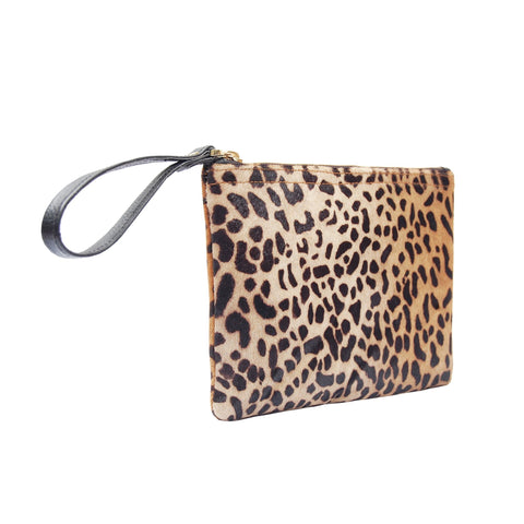 Leopard Animal Pattern Clutch with Zipper Closure