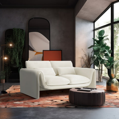 Timeless Minimalist Modern Velvet Loveseat Sofa