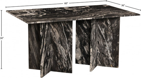 Meridian Furniture Inc. Verona Handcrafted Marble Dining Table Contemporary Refectory - 60 W