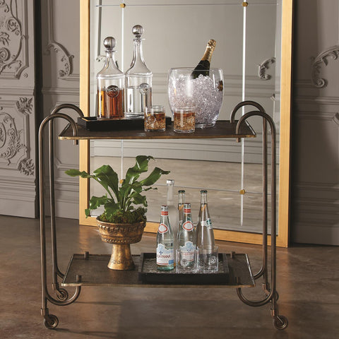 Blade Contemporary Bronze Bar Cart