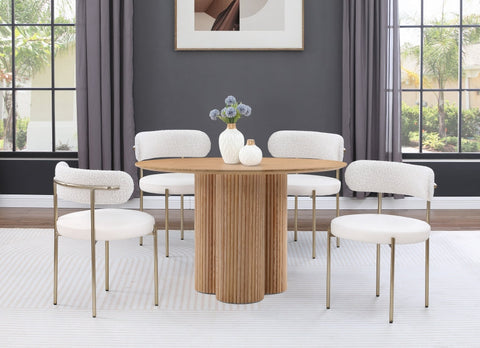Meridian Furniture Inc. Timeless Minimalist Tulip Round Dining Table with Fluted Details - 48 W