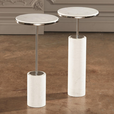 Global Views Timeless Minimalist Modern Round Drum Drink Table