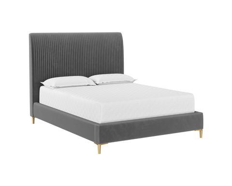 Sunpan Modern Harris Upholstered Platform Bed with Headboard - Low Profile - Queen - Full - King