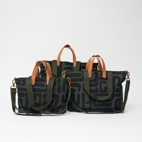 Travel Abstract Graphic Tote with Zip Top and Shoulder Straps