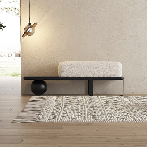 Timeless Minimalist Upholstered Accent Bench with Ball Design