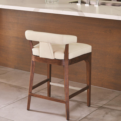 Timeless Minimalist Barrel Back Modern Upholstered Counter Stool