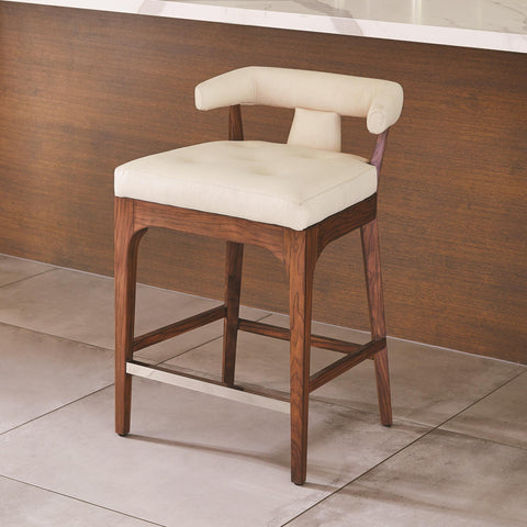 Timeless Minimalist Barrel Back Modern Upholstered Counter Stool