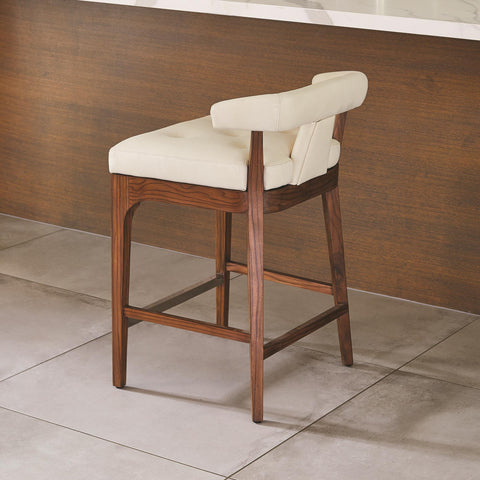 Timeless Minimalist Barrel Back Modern Upholstered Counter Stool