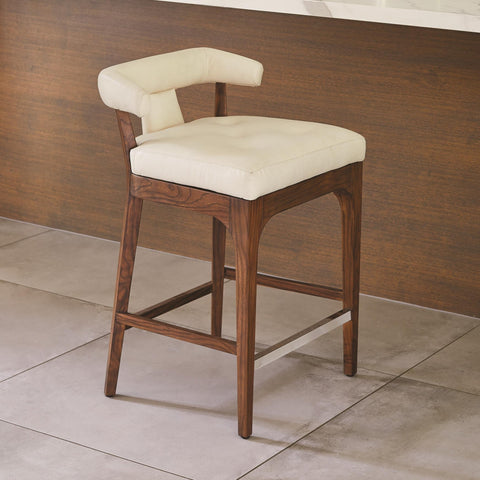 Timeless Minimalist Barrel Back Modern Upholstered Counter Stool
