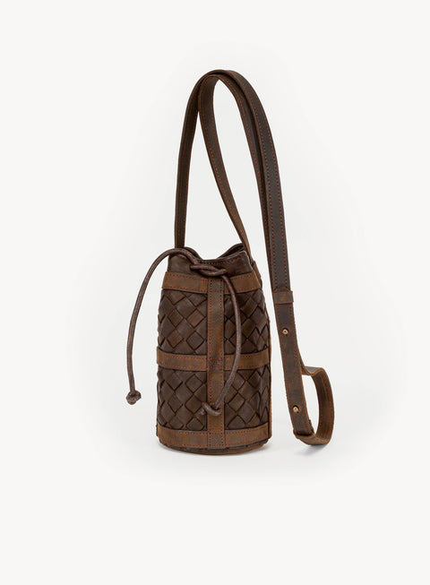 Casual Handwoven Braided Bucket Bag with Drawstring Closure