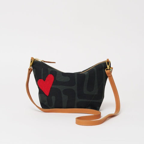 Abstract Heart Beaded Convertible Graphic Pouch