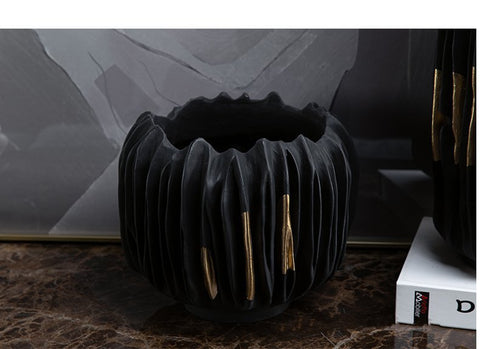 Decorating Essentials Asymmetrical Matte Bowl Vase with Gilding