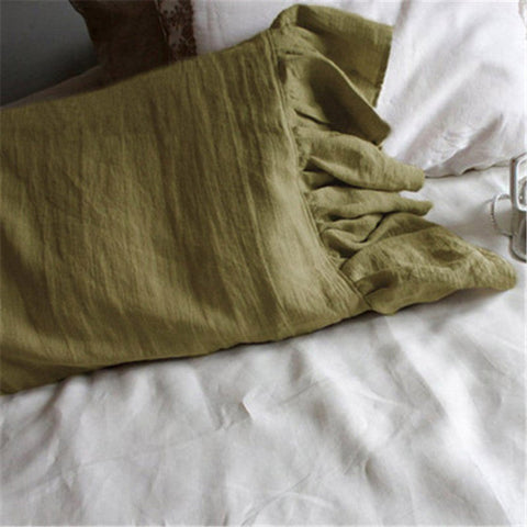 Minimalist Ruffled Linen Pillowcase with Organic Design