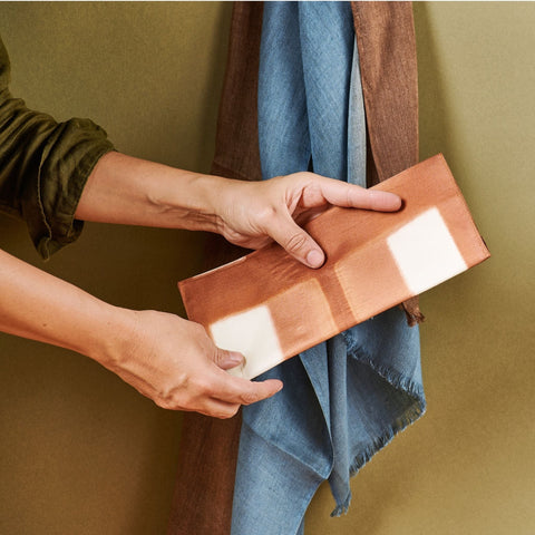 Color Block Silk Pouch with Snap Closure and Pocket