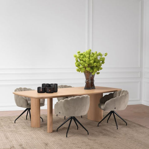 Eichholtz Timeless Minimalist Farm Dining Table with Curved Drum Base - 94 W
