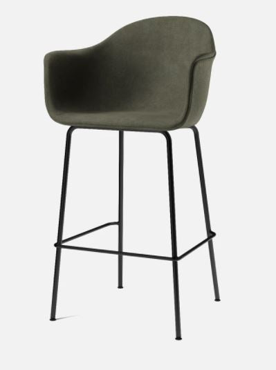 Timeless Minimalist Upholstered Barrel Bar Stool with Splayed Legs
