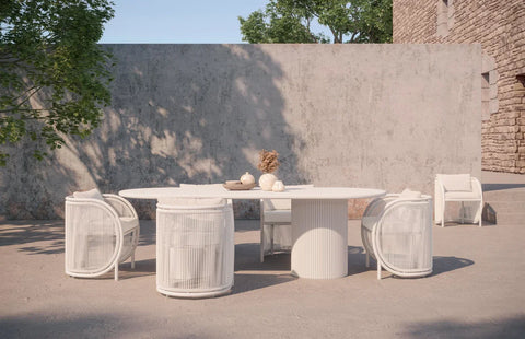 Outdoor Living & Garden Modern Dining Armchair with Barrel Back