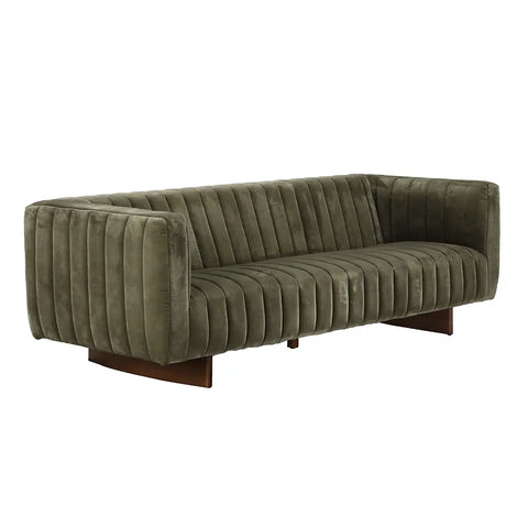 Khann Modern Velvet Tuxedo Sofa with Armrests