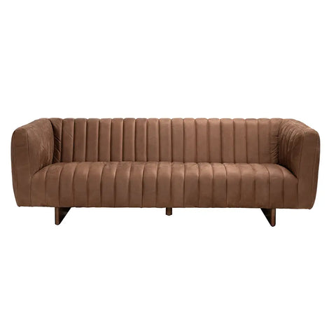 Khann Modern Solid Leather Upholstered Sofa