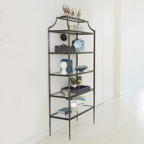 Lescot Etagere Bookshelf with Bronze Finish for Contemporary Spaces