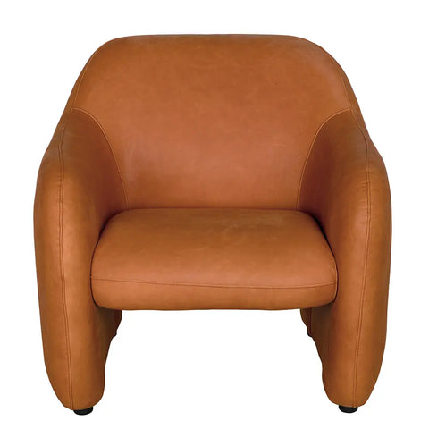 Timeless Minimalist Modern Barrel Leather Armchair