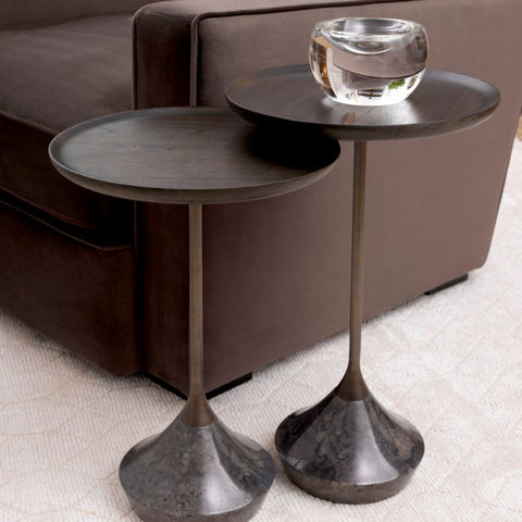 Space Saving Modern Drum Marble Accent Table