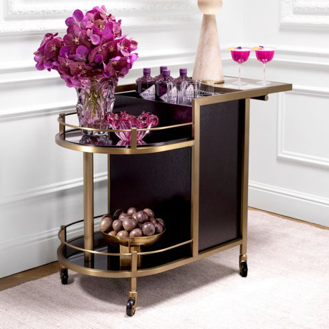 Bellini Contemporary Glass and Wood Bar Cart