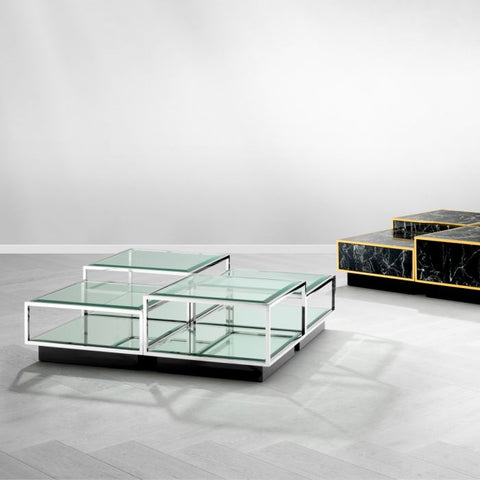 Eichholtz Timeless Minimalist Modern Square Glass Coffee Table
