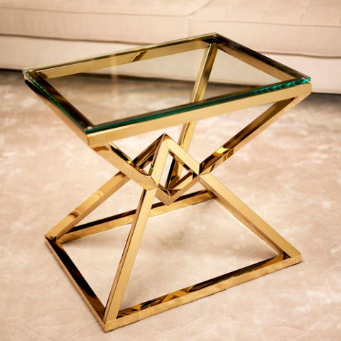 Space Saving Modern Center Accent Table with Glass Frame