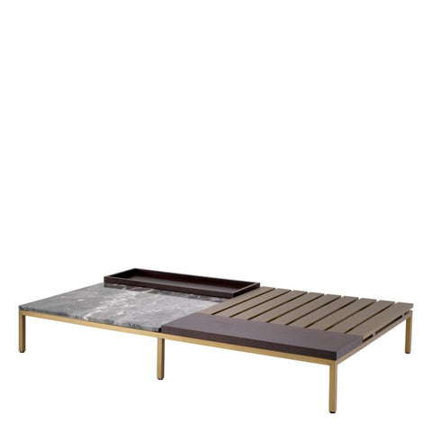 Timeless Minimalist Modern Marble Wood Coffee Table