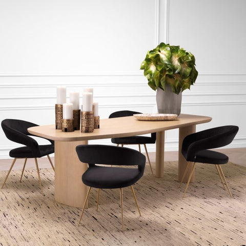 Timeless Minimalist Farm Dining Table with Curved Block Drum Base