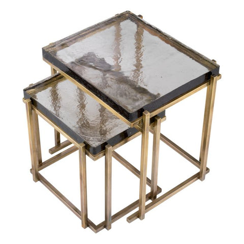 Eichholtz Space Saving Vintage Square Glass Nesting Table Set