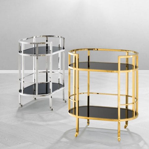Townhouse Modern Oval Glass Bar Cart