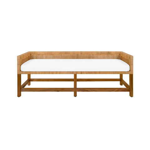 Timeless Minimalist Bohemian Lounge Bench with Low Back and Slat Design