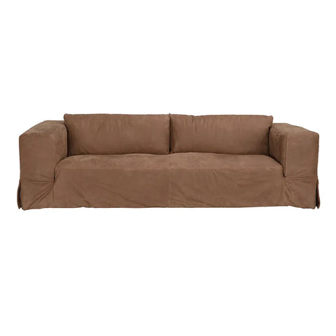 Plato Contemporary Leather Standard Sofa with Square Armrests