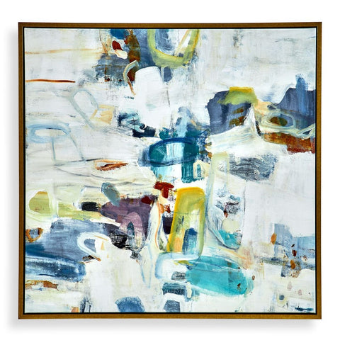 Rolling Onward Framed Canvas Contemporary Abstract Square Wall Art